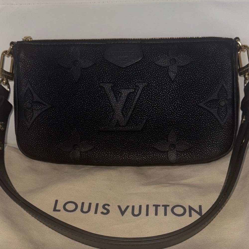 Louis Vuitton Black Monogram Large Pouchette  Adjustable Shouder/Crossbody Bag